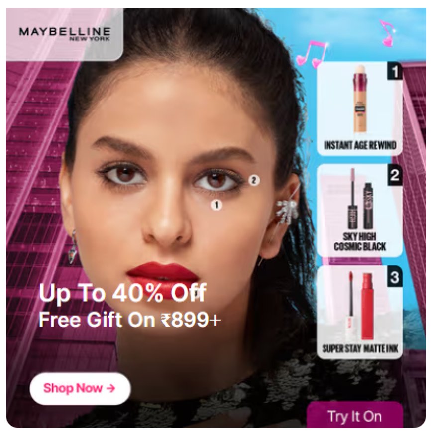 Up to 40% off + Free Gift on Rs. 899+ on Maybelline products