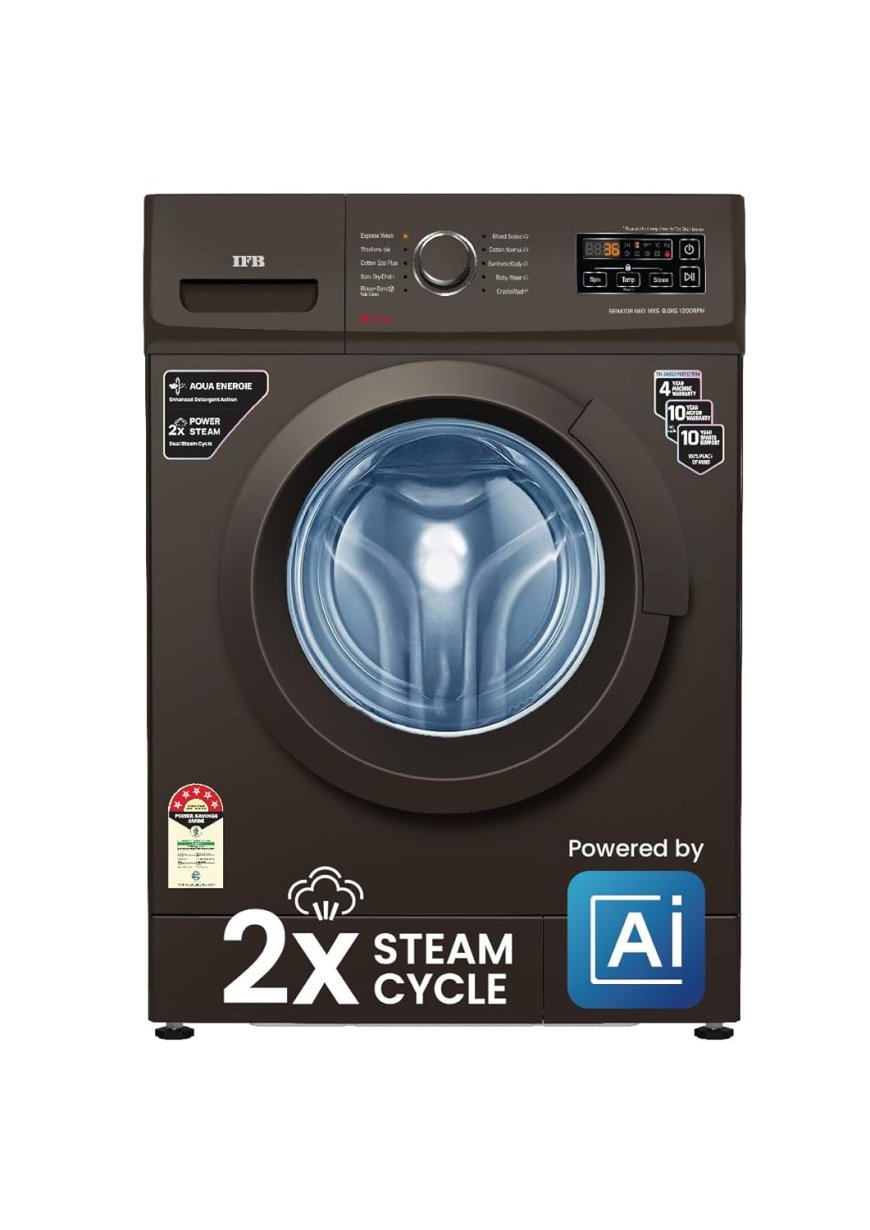 IFB 8 kg 5 Star AI Powered Fully Automatic Front Load Washing Machine At just Rs. 35,990 [MRP 46,990]