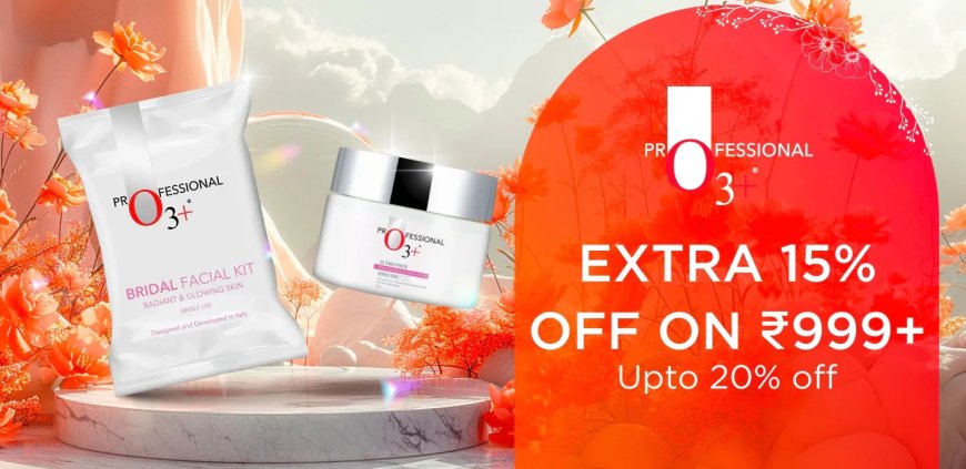 Up to 20% off + Extra 15% off on Rs. 999+ on O3+ Professional products