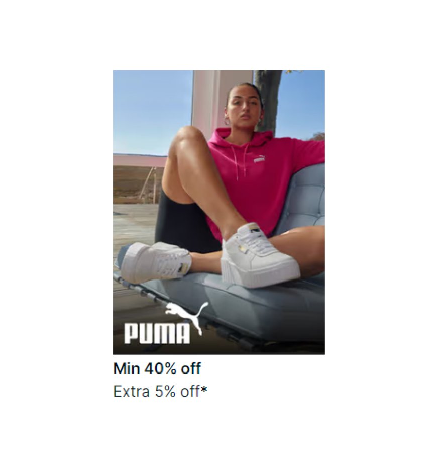 Minimum 40% off + Extra 5% off on Puma Brand