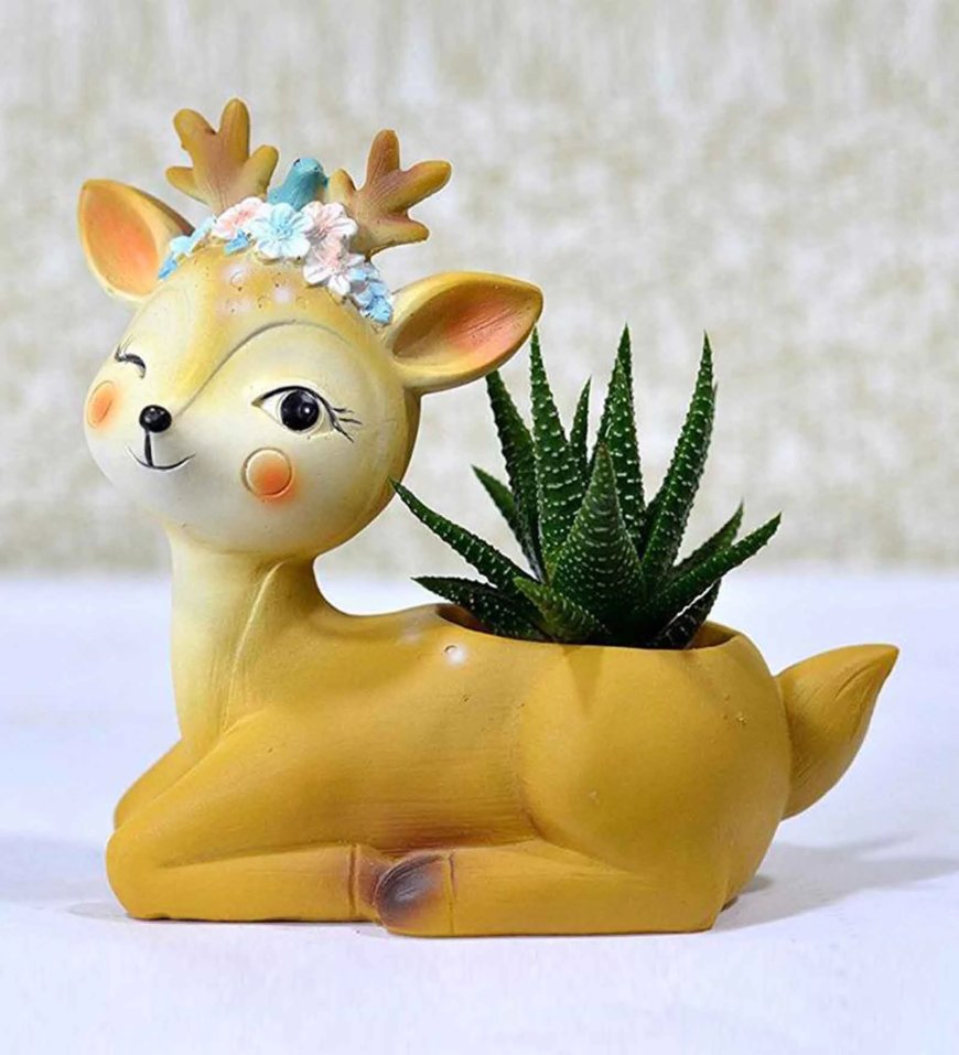 Baby Deer Creative Succulent Multicolour Polyresin Desk Pot At just Rs. 149 [MRP 399]