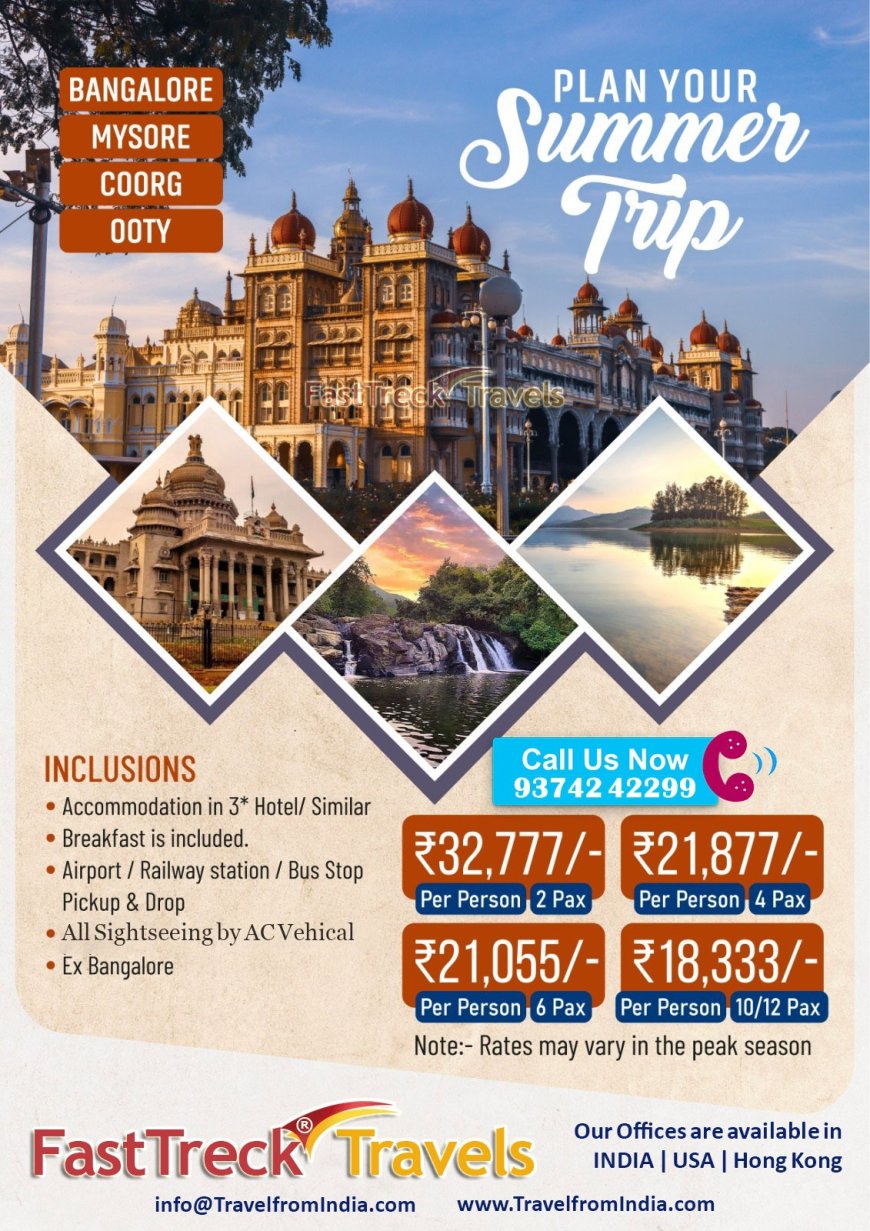 Enjoy Mysore-Ooty-Coorg 6 Days Tour Package Starting At just Rs. 18,333