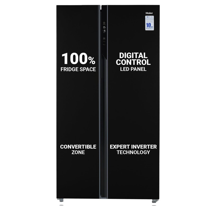 Haier 602 L Frost Free Side By Side Refrigerator (Black Steel) At just Rs. 62,990 [MRP 1,03,990]