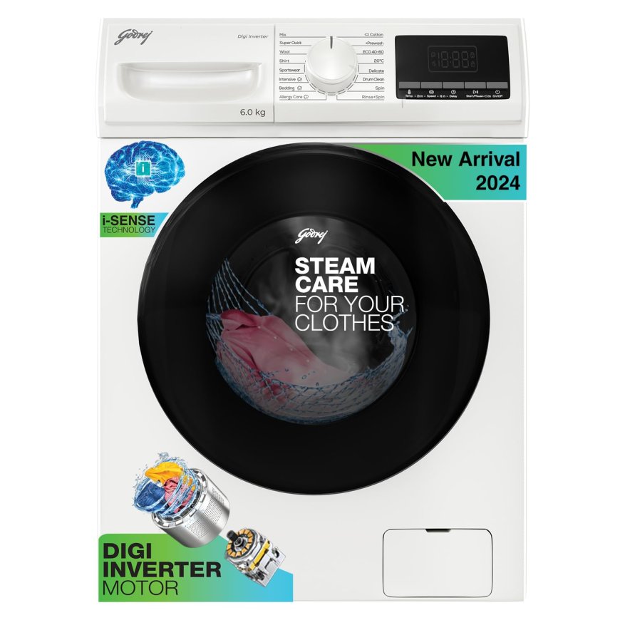 Godrej 6 Kg 5 Star Digi-inverter Fully-Automatic Front Load Washing Machine At just Rs. 21,490 [MRP 38,000]