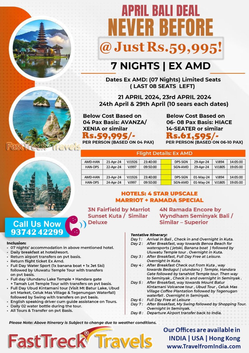 Enjoy Bali 7 Night/8 Days Tour Package At just Rs. 59,995 with Flights