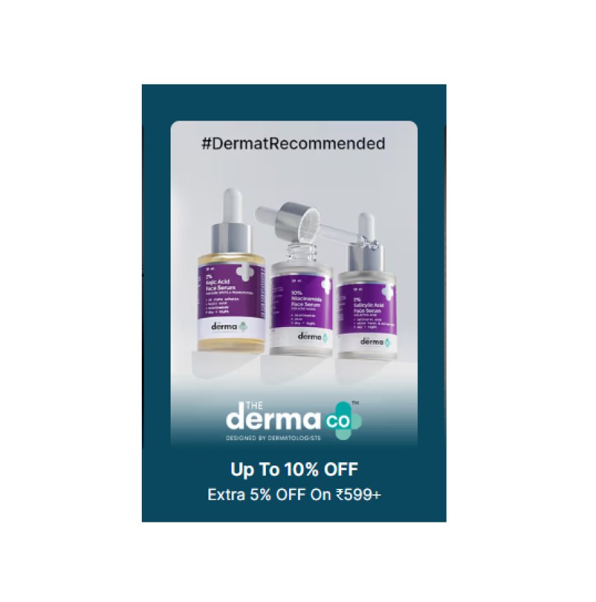 Up to 10% off + Extra 5% off on Rs. 599+ on The Derma Co. products