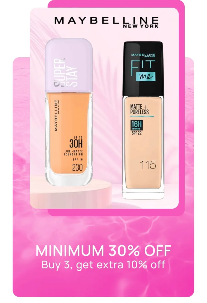 Minimum 30% off on Maybelline products