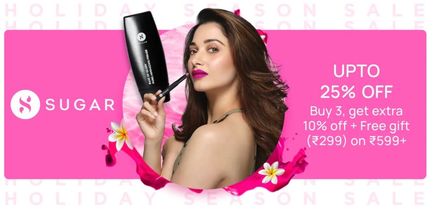 Up to 25% off + Free Gift on Rs. 599+ on Sugar Cosmetics