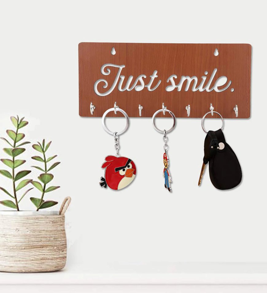 Just Smile Brown Engineered Wood 7 Hooks Key Holder At just Rs. 109 [MRP 399]