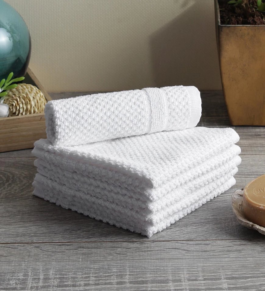 White Cotton 350 GSM Face Towels (Set of 6) At just Rs. 189 [MRP 649]