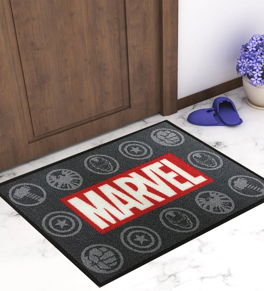 Grey Marvel Theme Nylon 23x15 Inch AntiSkid Door Mat At just Rs. 1 [MRP 499]