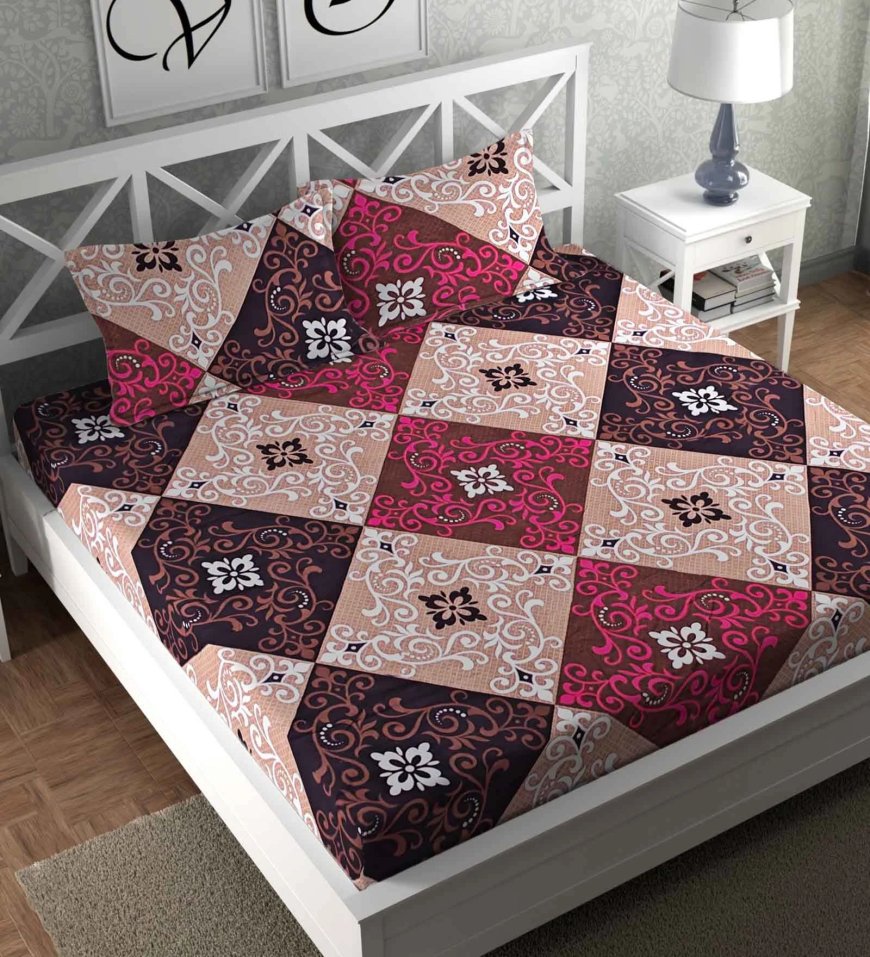 Brown Traditional 160 TC Microfiber Double Queen Bedsheet At just Rs. 1 [MRP 899]