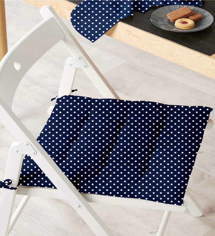 Blue Polka Dots Solid 16x16 inch Chairpad At just Rs. 149 [MRP 699]