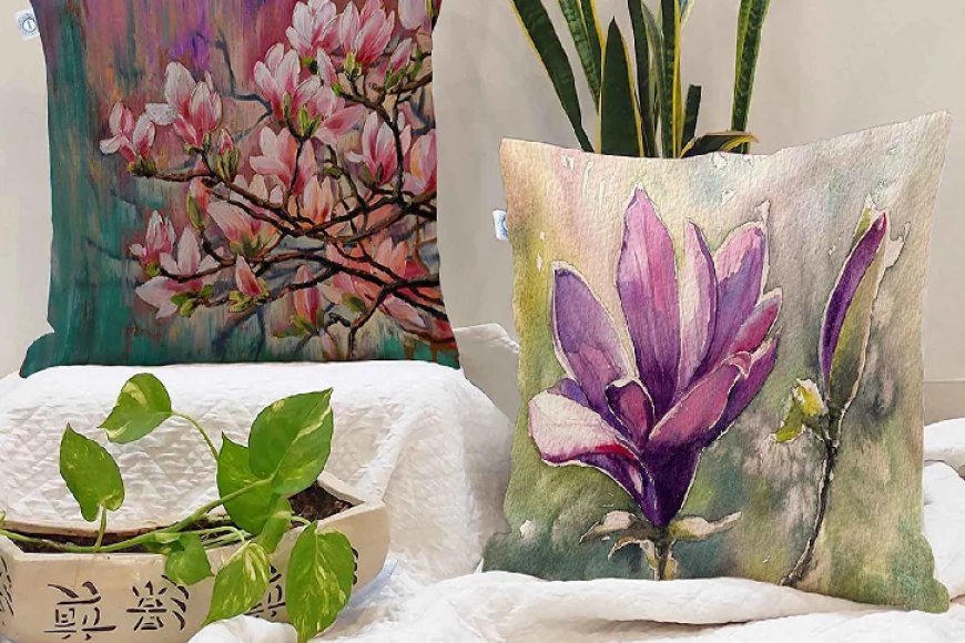 Purple Jute Floral 16x16 inch Cushion Covers (Pack of 2) At just Rs. 129 [MRP 999]