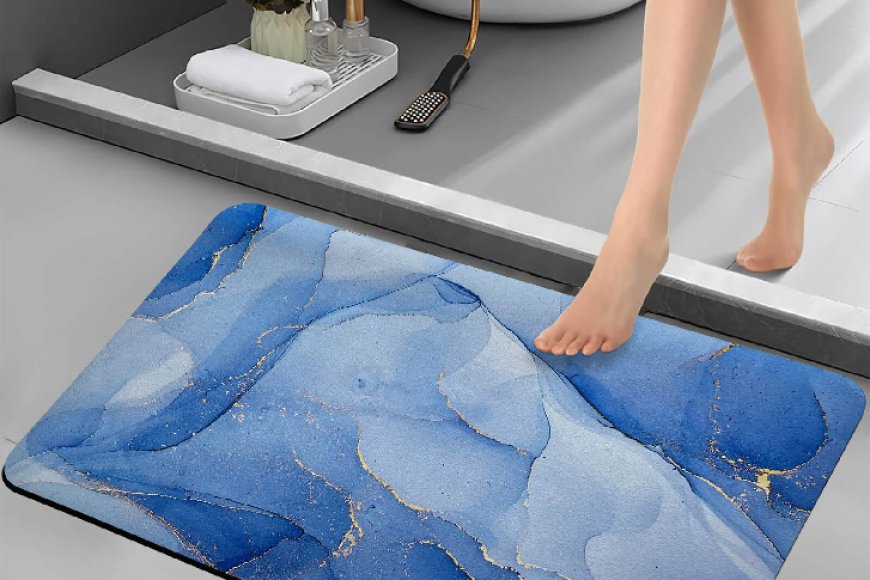 Blue Abstract Rubber 24x16 Inches AntiSkid Bath Mat At just Rs. 1 [MRP 499]