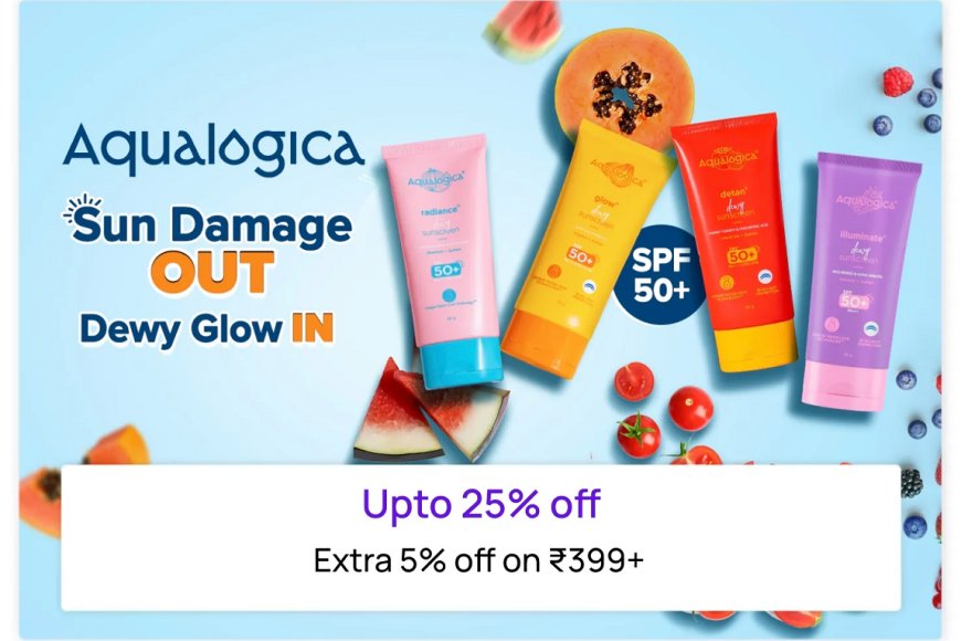 Up to 25% off + Extra 5% off on Rs. 399+ on Aqualogica products