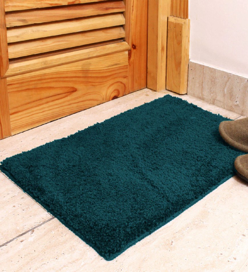 Teal Solid Microfibre 17x12 Inch AntiSkid Door Mat At just Rs. 119 [MRP 499]