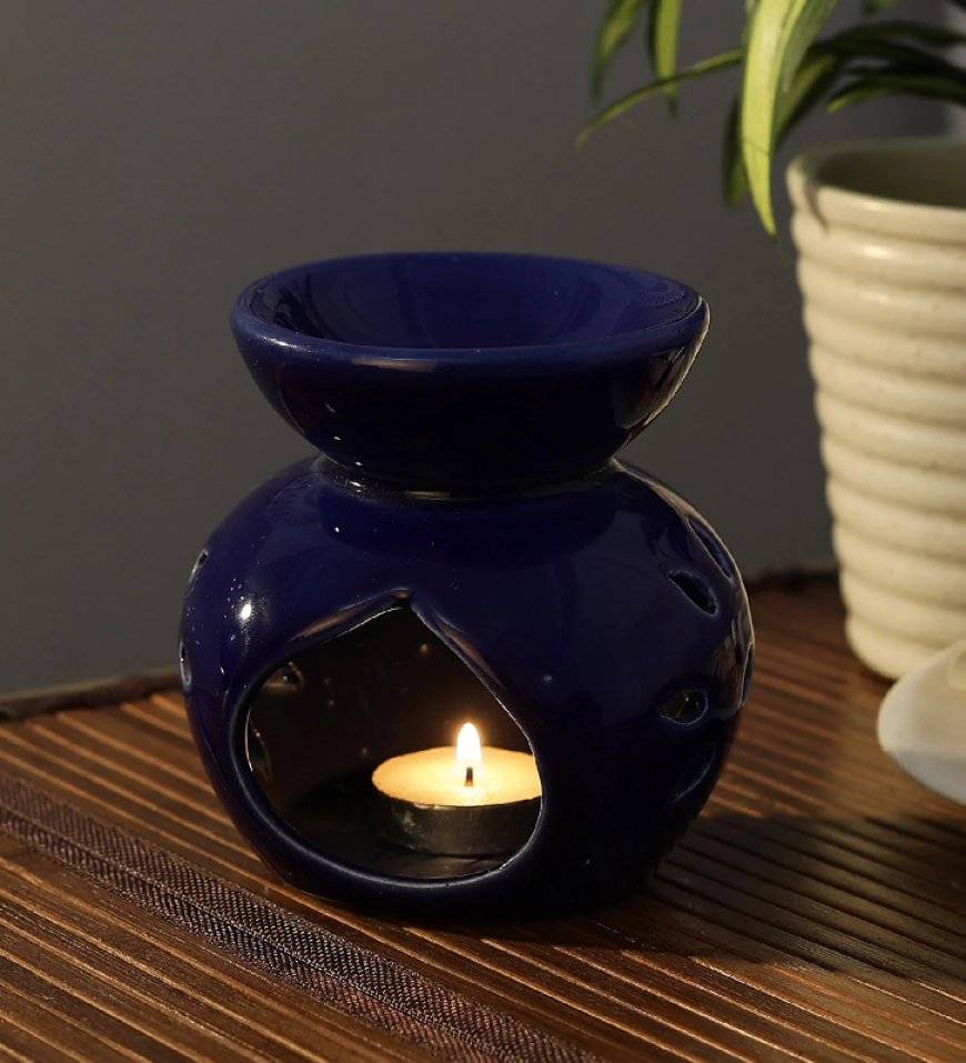 Blue Ceramic Aroma Candle Diffuser Oil At just Rs. 1 [MRP 299]