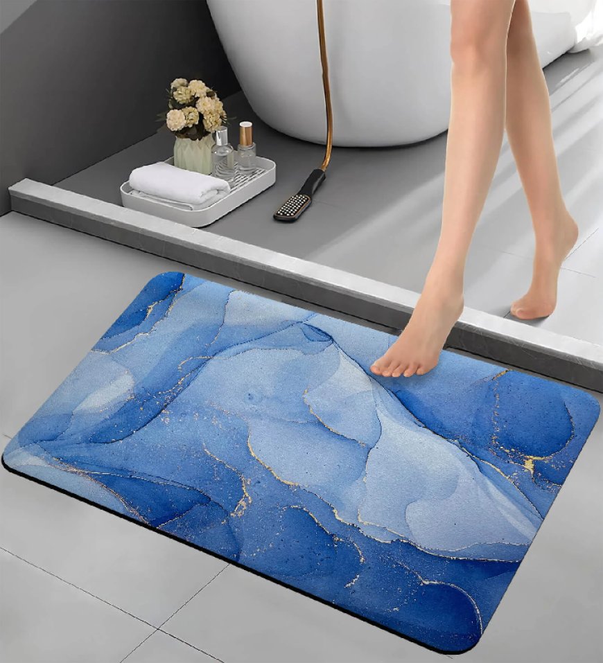 Blue Abstract Rubber 24x16 Inches AntiSkid Bath Mat At just Rs. 1 [MRP 499]
