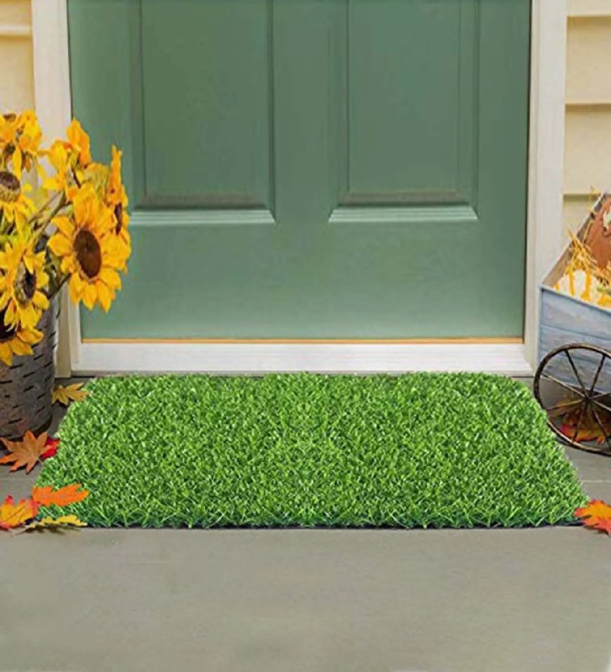 Green Artificial Grass Solid 12x18 inches Anti skid Door Mat At just Rs. 99 [MRP 799]