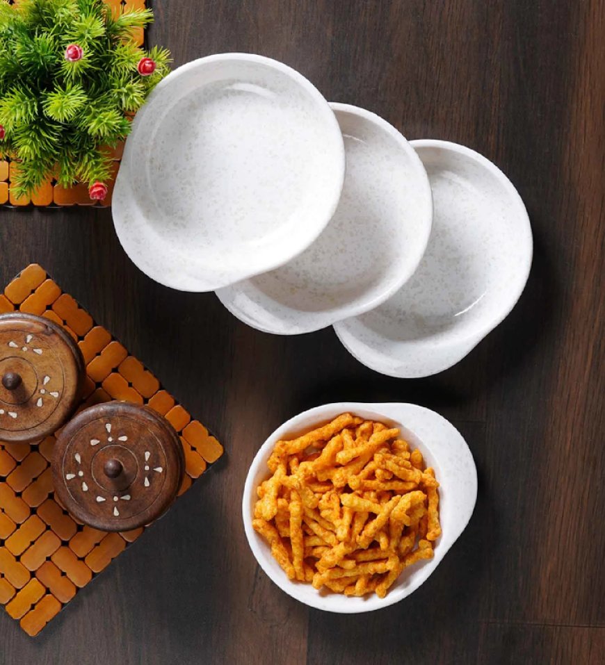 White Melamine 4 Pcs Appetizer Platter At just Rs. 199 [MRP 1199]