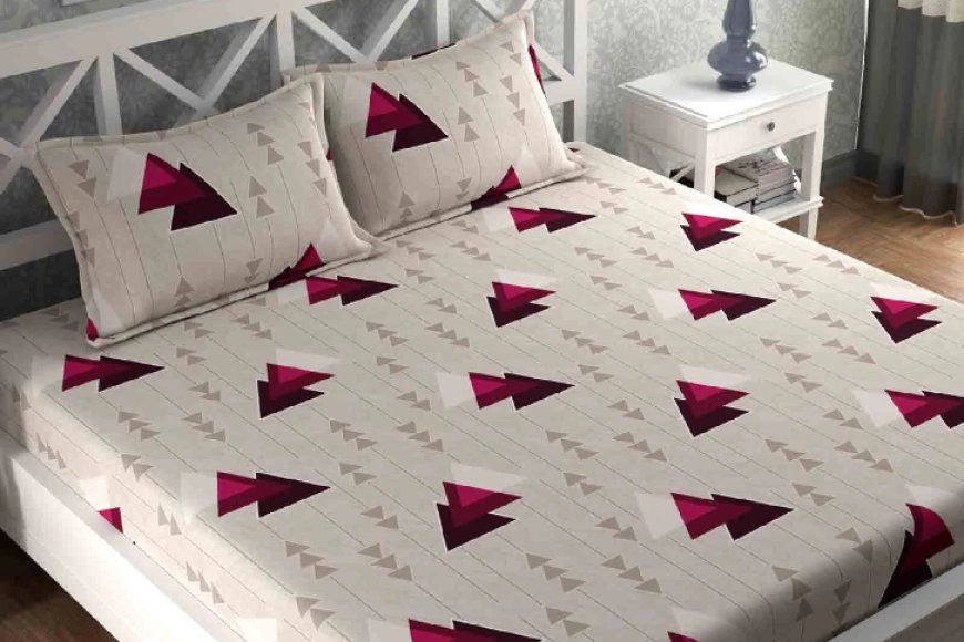 White Geometric 180 TC Microfiber Queen Sized Bed Sheets At just Rs. 10 [MRP 599]