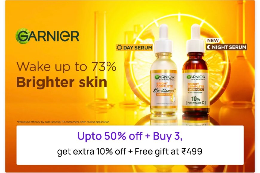 Up to 50% off + Free Gift on Rs. 499 on Garnier products