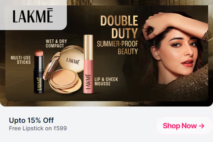 Up to 15% off + Free Lipstick on Rs. 599 on Lakme products