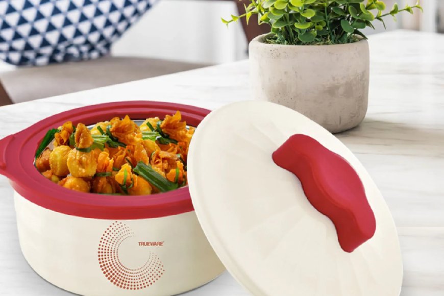 Stylus Red Plastic &amp; Steel Thermoware 750 ml Casserole At just Rs. 199 [MRP 386]