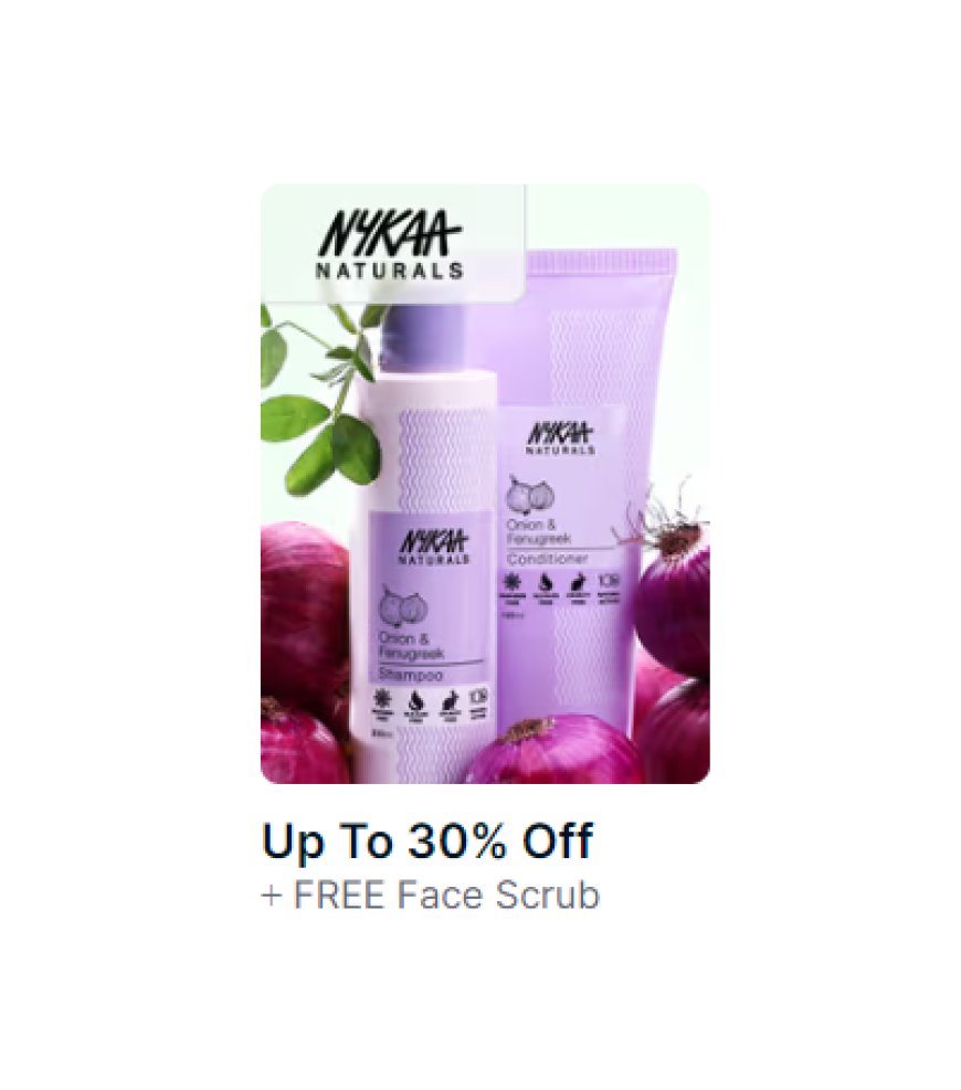 Up to 30% off + Free Face Scrub on Nykaa Naturals products