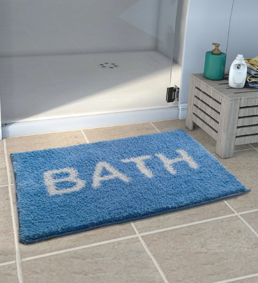 Blue Slogan Polyester 22x15 Inch AntiSkid Bath Mat At just Rs. 149 [MRP 599]