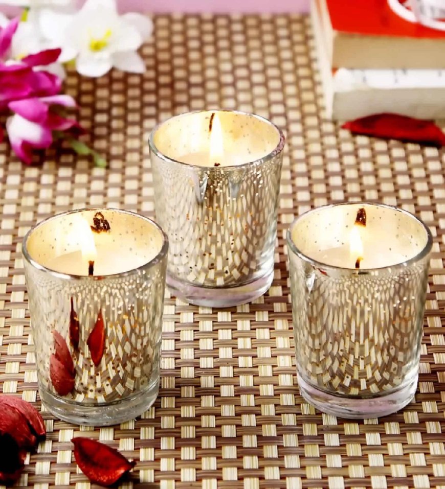 Scented Silver Wax Glass Candle At just Rs. 129 [MRP 409]