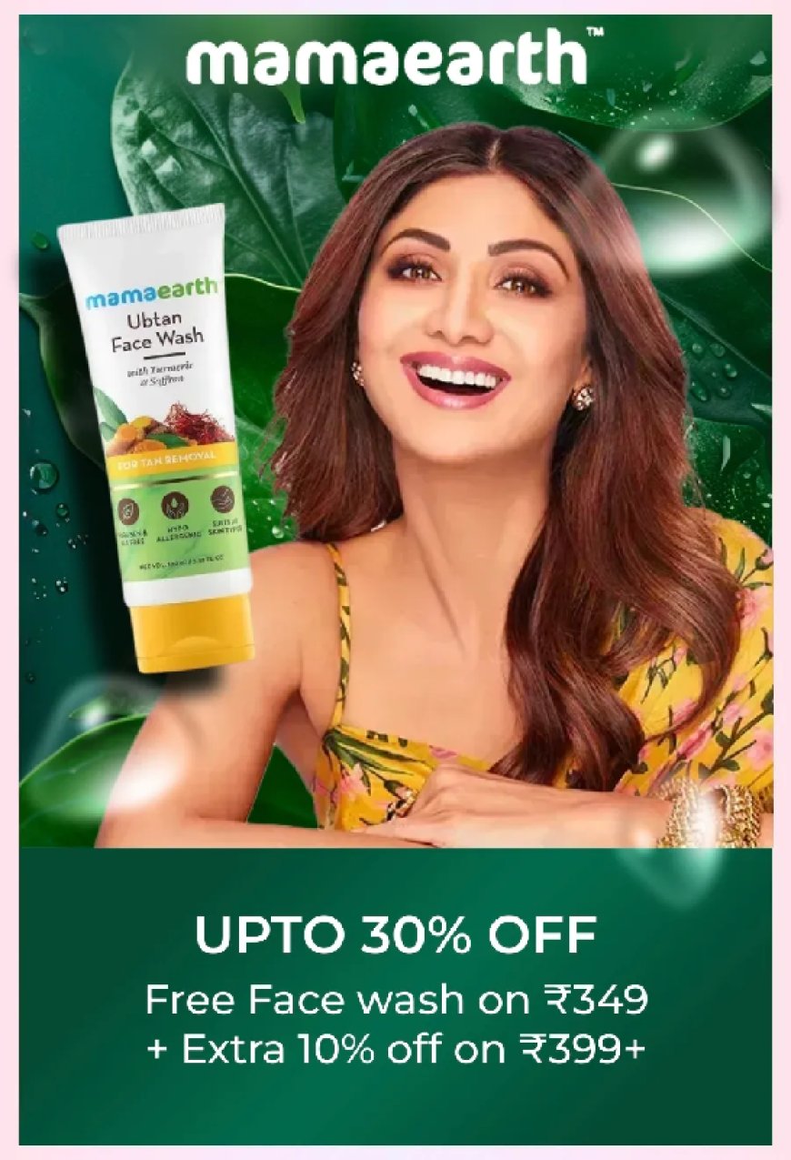 Up to 30% off + Free Face Wash on Rs. 349 on Mamaearth products