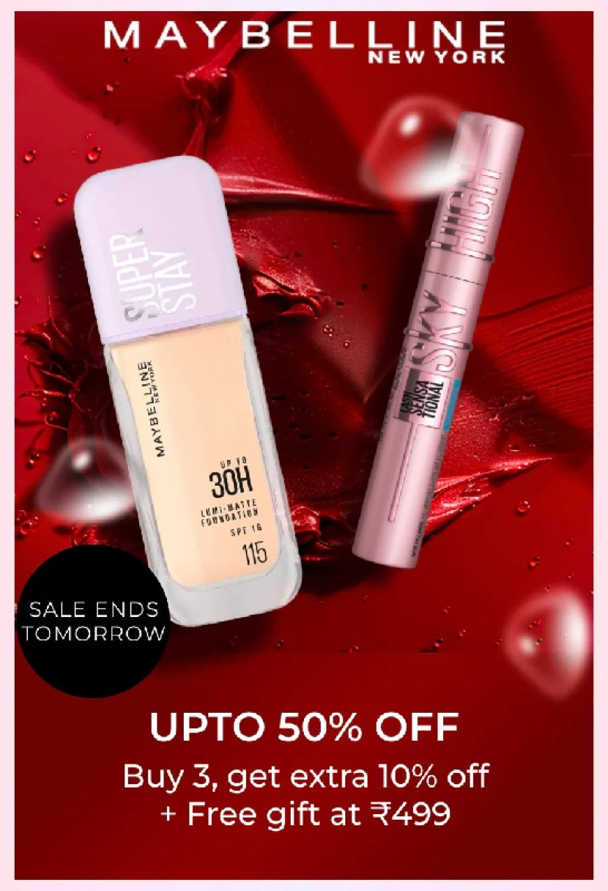 Up to 50% off + Free Gift on Rs. 499 on Maybelline products