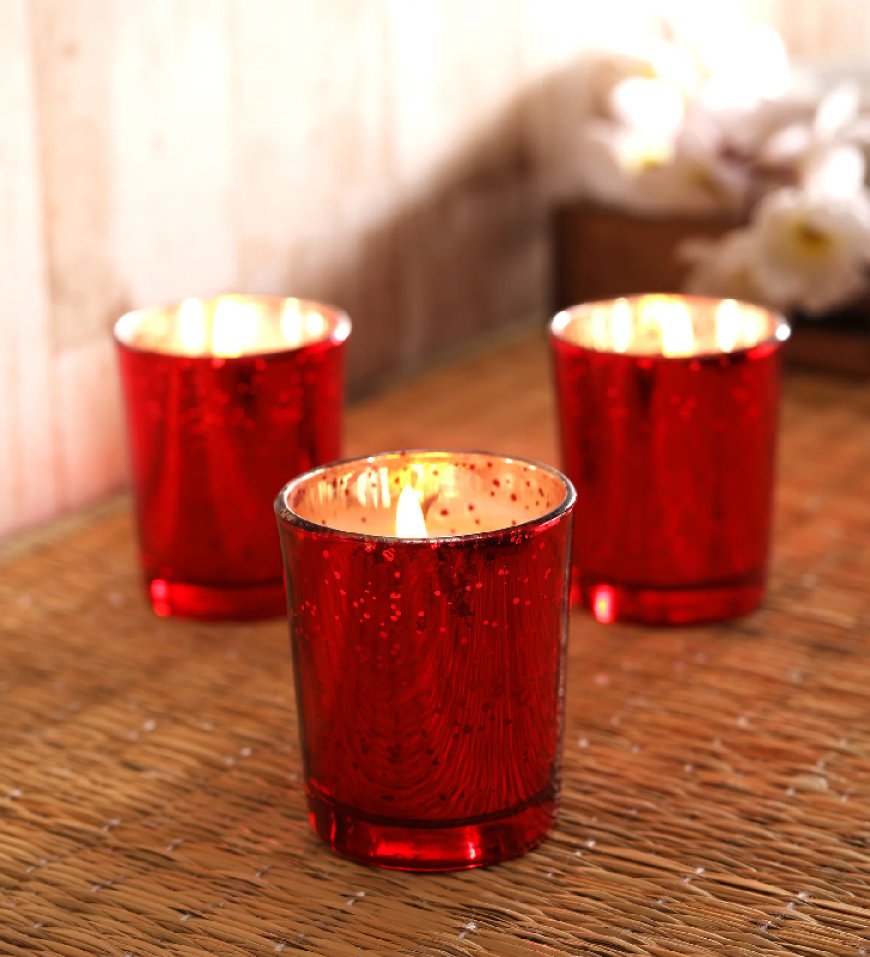 Aroma Red Wax Scented Candles (Set Of 3) At just Rs. 149 [MRP 359]