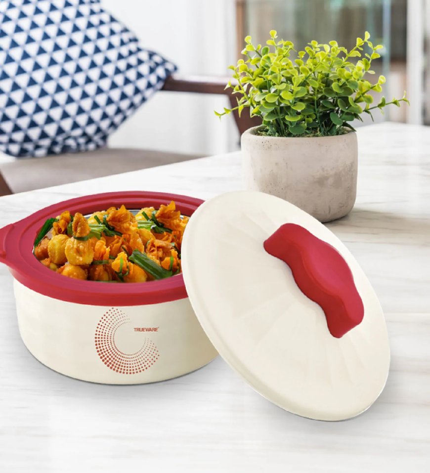 Stylus Red Plastic & Steel Thermoware 750 ml Casserole At just Rs. 199 [MRP 386]