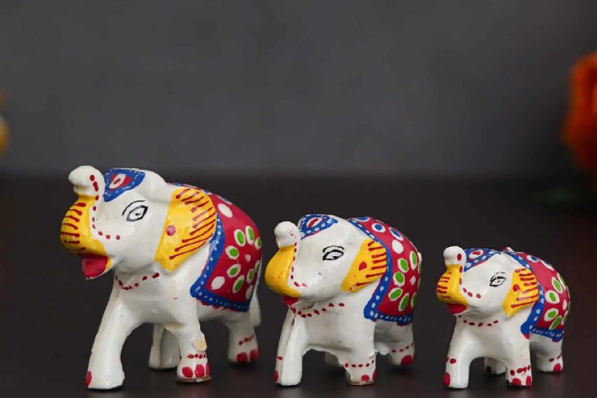 White Elephant Papier Mache and Plastic Figurine (Set of 3) At just Rs. 119 [MRP 499]