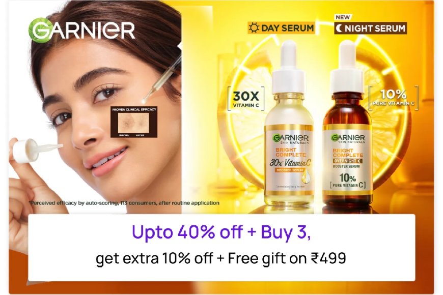 Up to 40% off + Free Gift on Rs. 499 on Garnier products