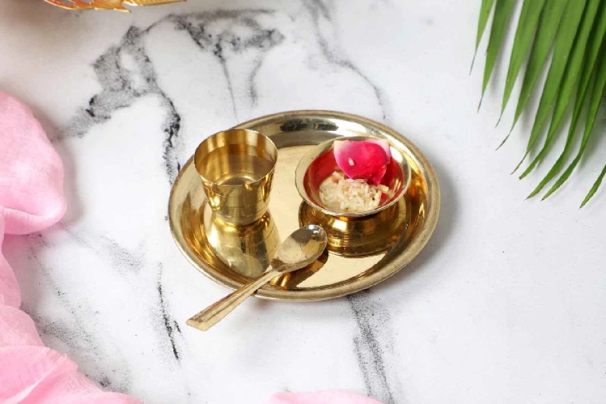 Gold Brass Bhog Thaal (Set of 5) At just Rs. 189 [MRP 399]