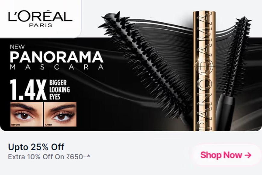 Up to 25% off + Extra 10% off on Rs. 650 on L'oreal Paris products