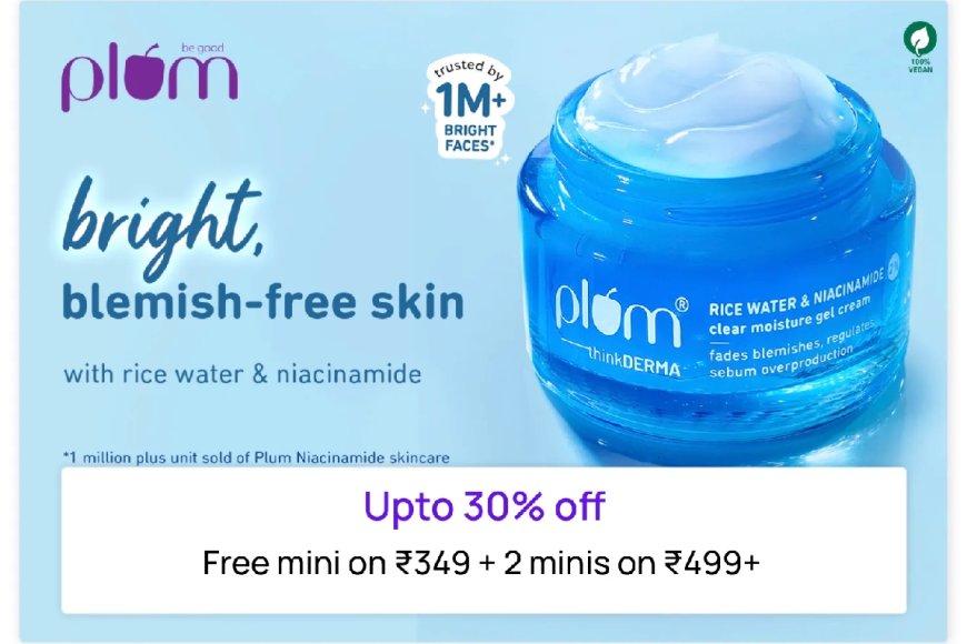 Up to 30% off + Free Mini on Rs. 349 on Plum products