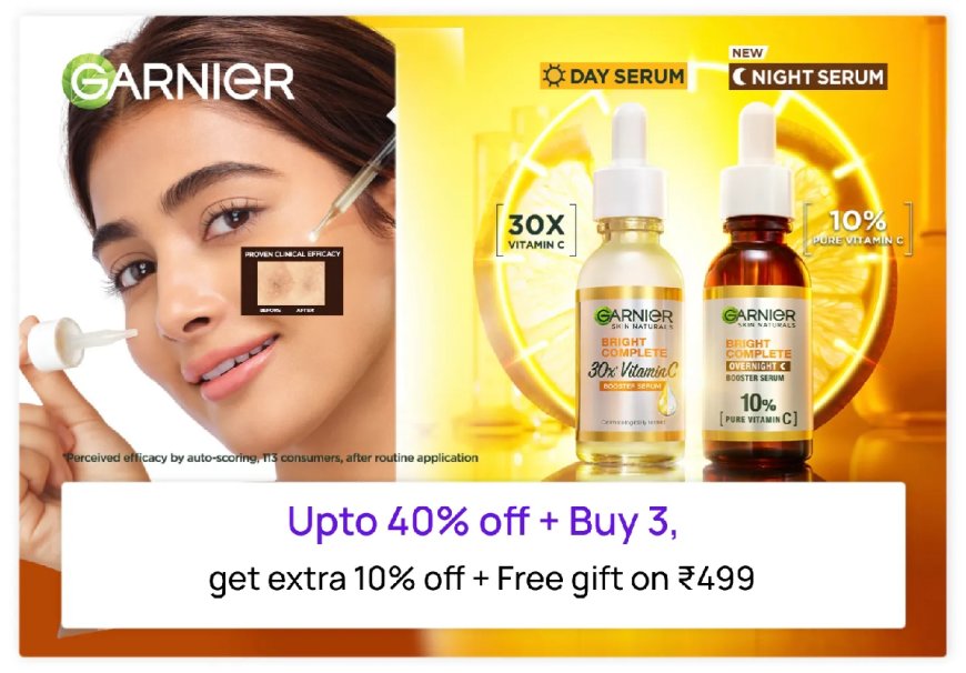 Up to 40% off + Free Gift on Rs. 499 on Garnier products