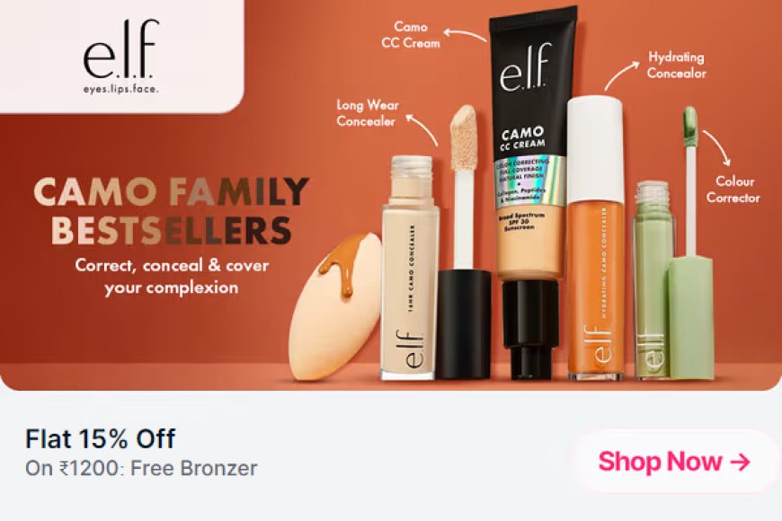 Flat 15% off + Free Bronzer on Rs. 1200 on e.l.f. Cosmetics