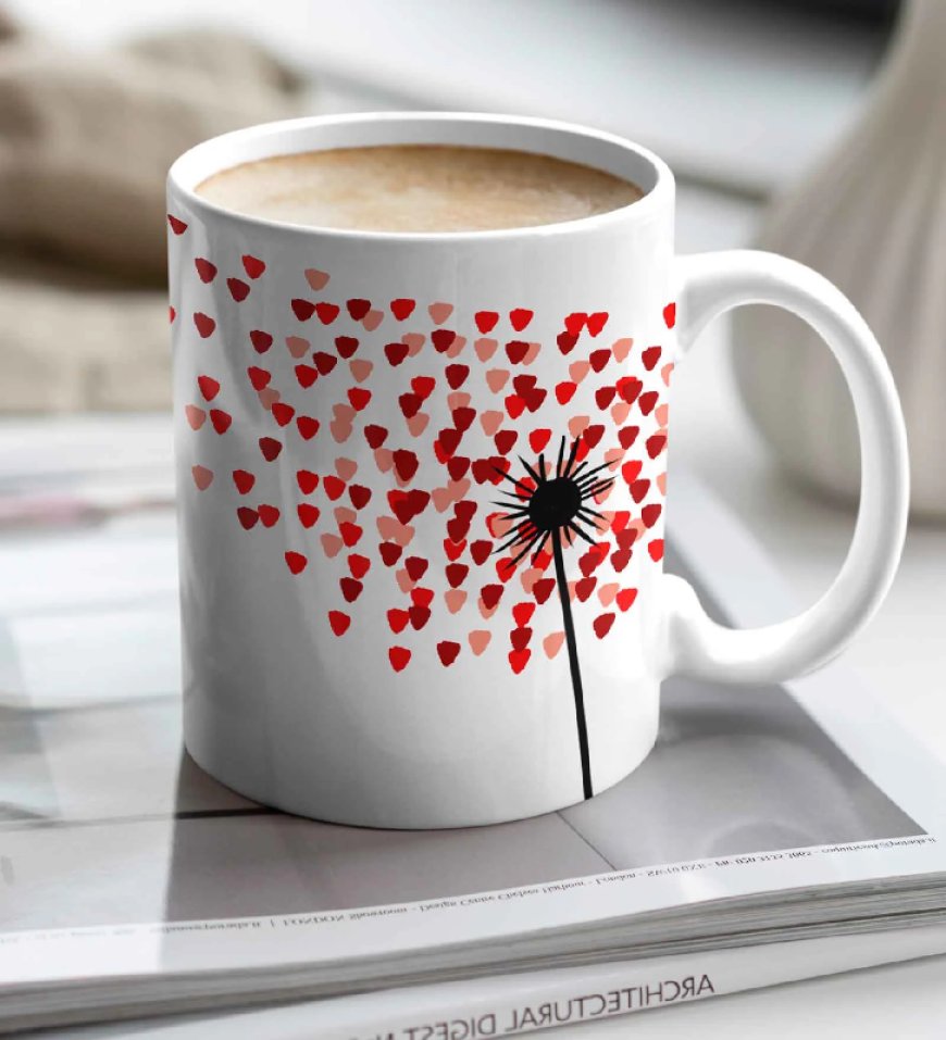 White Heart Print 300 ml Stoneware Coffee Mug At just Rs. 149 [MRP 799]