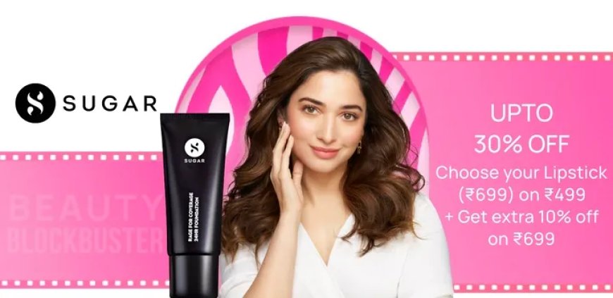 Up to 30% off + Extra 10% off on Rs. 699 on Sugar Cosmetics