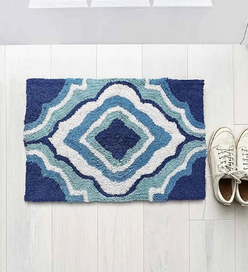 Blue Abstract Cotton 24x16 Inch AntiSkid Door Mat At just Rs. 129 [MRP 399]