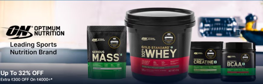 Up to 32% off + Extra Rs. 300 off on Rs. 4000+ on Optimum Nutrition products