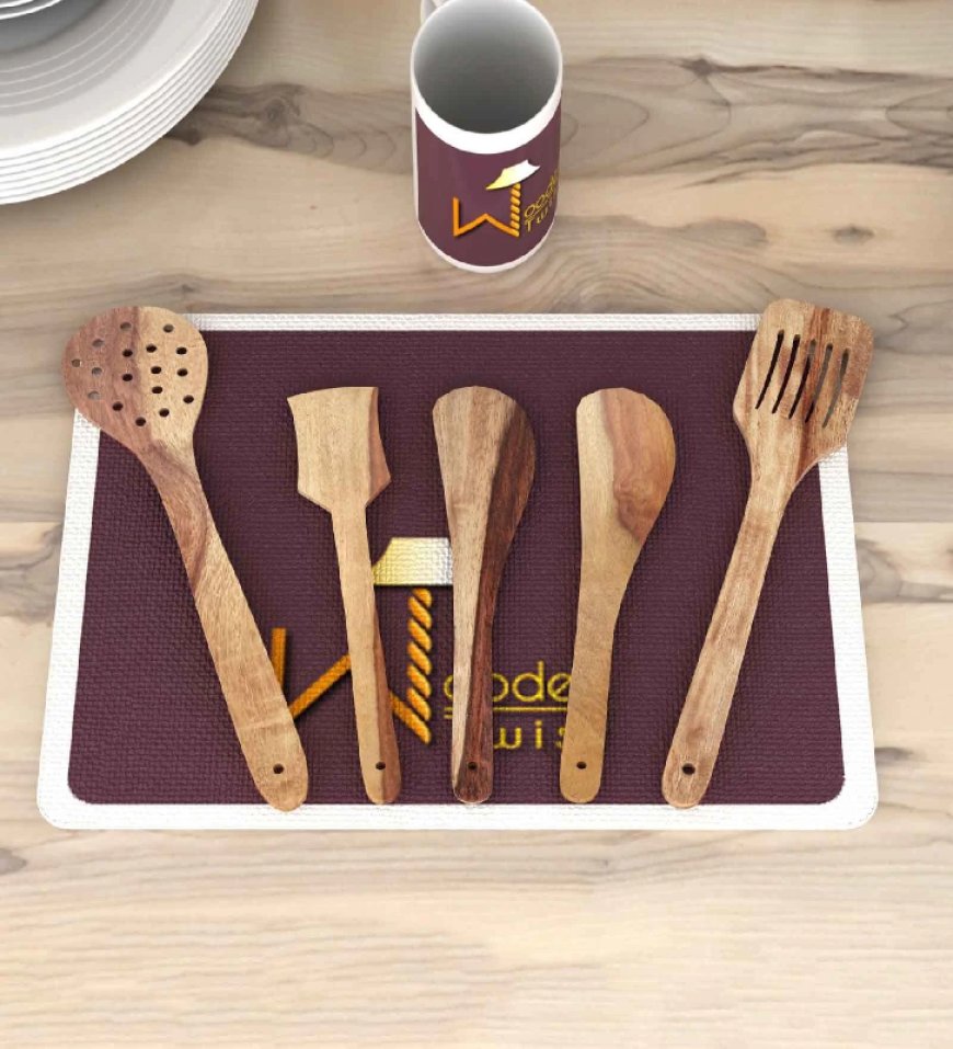 Brown Sheesham Wood Handmade Spatula Set (Set of 5) At just Rs. 129 [MRP 899]