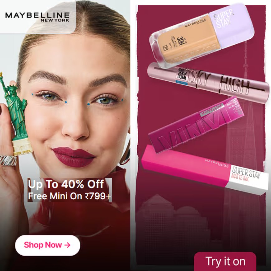 Up to 40% off + Free Mini on Rs. 799+ on Maybelline products