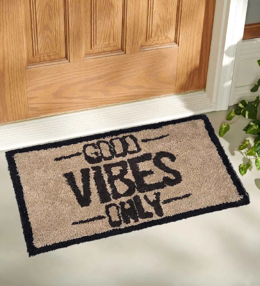 Brown Good Vibes Cotton 24x16 Inch AntiSkid Door Mat At just Rs. 139 [MRP 479]